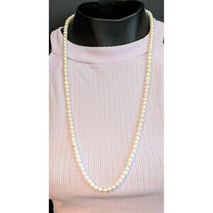 White Cultured Pearl Strand Necklace 15" Elegant Jewelry For Women